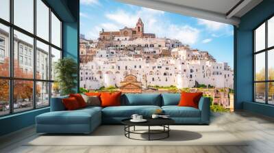 Ostuni white town skyline, Brindisi, Apulia Italy. Europe. Wall mural