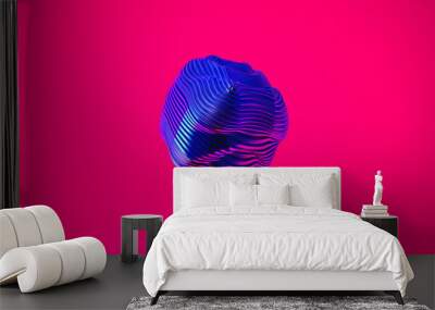 Abstract 3d graphic object on bright magenta background Wall mural