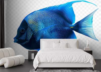 Blue fish isolated on transparent background world ocean day concept  Wall mural