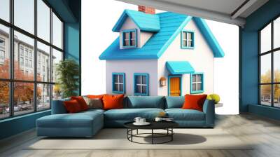 3D House clipart on white background Wall mural