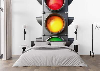 a traffic light on white background Wall mural