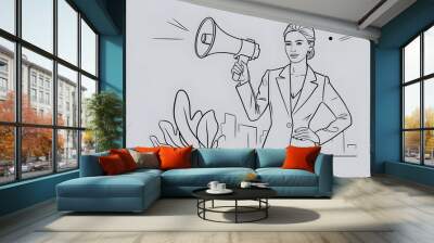 businessman shouting through megaphone Wall mural