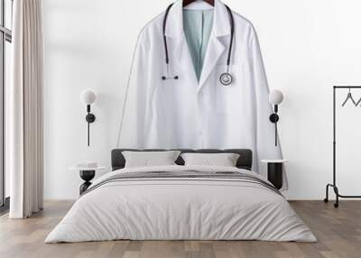 Doctors white coat with stethoscope on hanger Wall mural