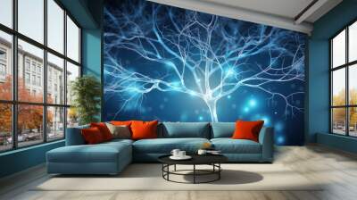 Synaptic transmission human nervous system. concept Wall mural