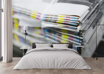 Color reference bars of printing paper in printshop Wall mural