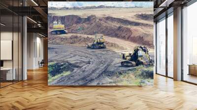 opencast mining quarry with lots of machinery at work This area has been mined for copper, silver, gold, and other minerals Wall mural