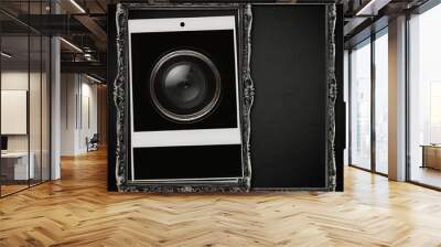 Black polaroid border frame front and back. Wall mural