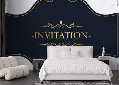 elegant blue pattern style invitation Wall mural