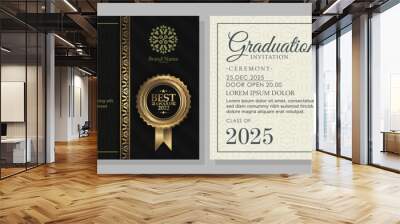 Elegant graduation invitation template with ornament Wall mural