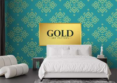 Luxury gold art line pattern design Wall mural