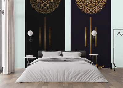 Luxury mandala decorative card in gold color Wall mural