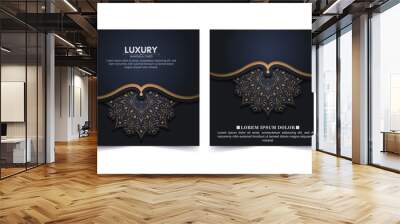 Luxury mandala decorative card in gold color Wall mural