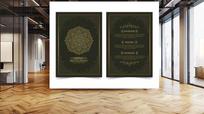 Menu Layout with Ornamental mandala Elements Wall mural