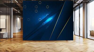 abstract dark blue background with line gold Wall mural