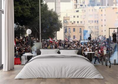 Protestors on Beirut port explosion anniversary Wall mural