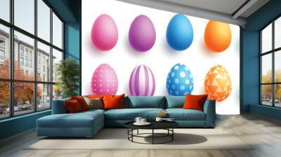 Easter eggs set vector design. Easter egg colorful collection elements for spring holiday layout in white isolated background. Vector Illustration. 
 Wall mural