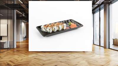 Image of tasty sushi set with apple Wall mural