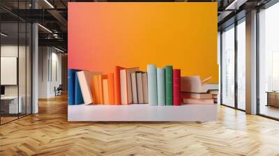 Minimal scene with books on colorful background Wall mural