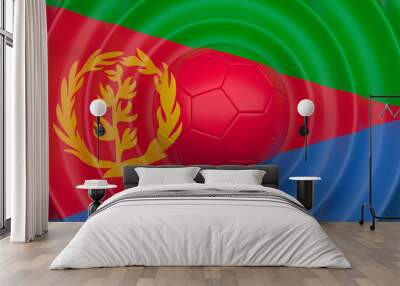 Eritrea, soccer ball on a wavy background, complementing the composition in the form of a flag, 3d illustration Wall mural