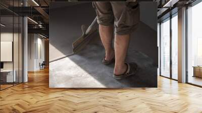 Self-leveling epoxy. Leveling with a mixture of cement floors Wall mural