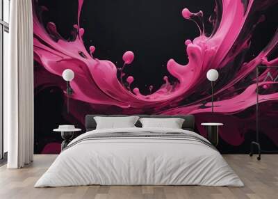 Abstract pink background with swirling patterns and flowing textures, featuring hints of smoke and light in a smooth, dynamic design. Wall mural