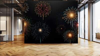 Fireworks on black background to celebrate Wall mural