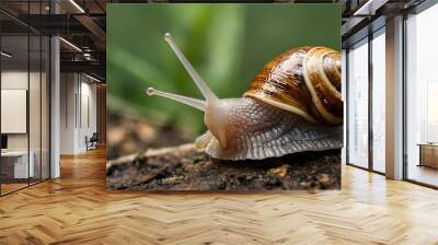 Snails on moist soil in the forest Wall mural