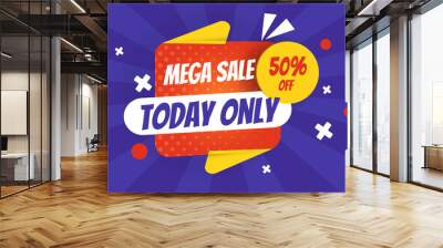 mega sale promotion banner template. Wall mural