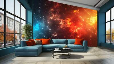 Abstract space background with colorful swirling nebulae stars Wall mural