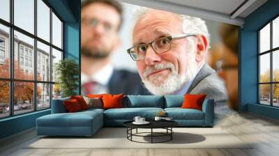 Close-up Portrait of a Smiling Senior Man with Glasses Wall mural