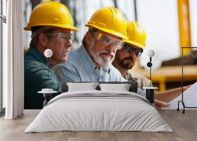 Construction Workers Reviewing Plans Wall mural