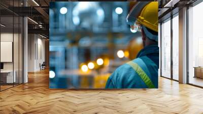 Industrial Worker in Yellow Hard Hat Wall mural