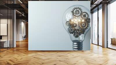 Light Bulb With Gears Inside Wall mural