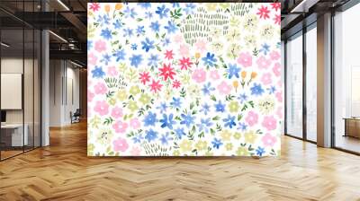 Beautiful seamless floral pattern with watercolor gentle summer colorful flowers. Stock illustration. Wall mural