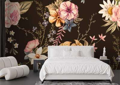 Vector watercolor floral pattern Wall mural