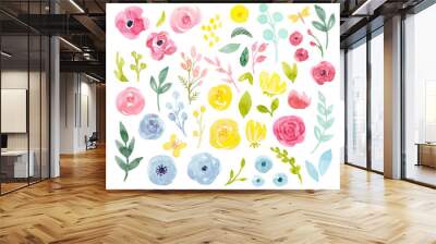 Watercolor abstract floral vector set Wall mural