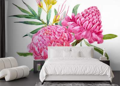 Watercolor banksia flower vector composition Wall mural