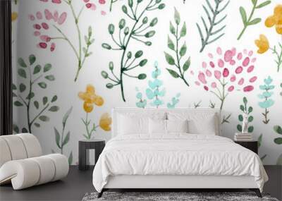 Watercolor floral pattern Wall mural