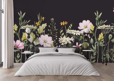 Watercolor floral pattern Wall mural