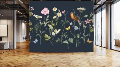 Watercolor floral pattern Wall mural