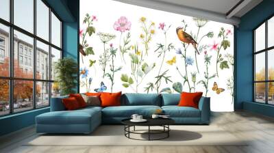 Watercolor floral pattern Wall mural