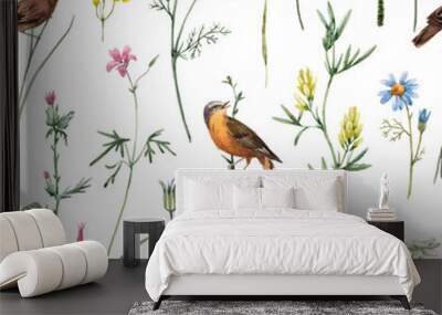 Watercolor floral vector pattern Wall mural