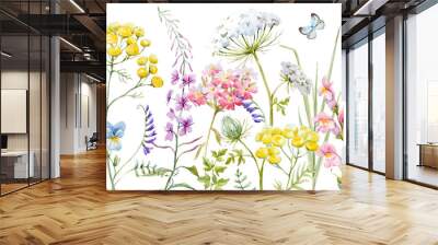 Watercolor wild flowers Wall mural