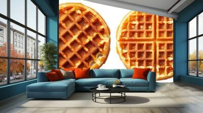 Belgian waffles isolated on transparent background Wall mural