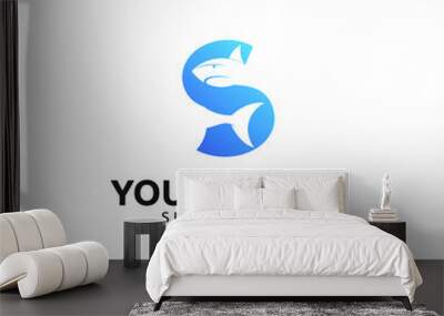 LETTER S SHARK LOGO DESIGN Wall mural