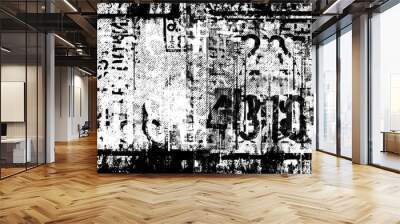 Abstract grunge futuristic lettering background. Monochrome abstract grunge black and white illustration	 Wall mural