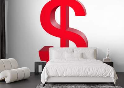 American dollar icon sign. Red USA dollar symbol on white background. Vector illustration Wall mural