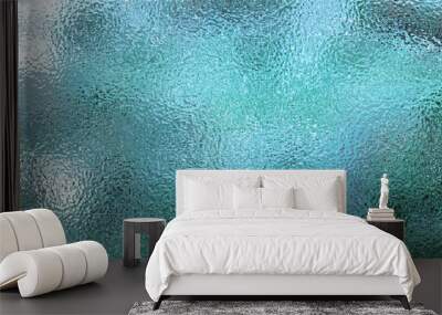 Light blue matte surface. Wet plastic glass. Frosted winter window glass Wall mural