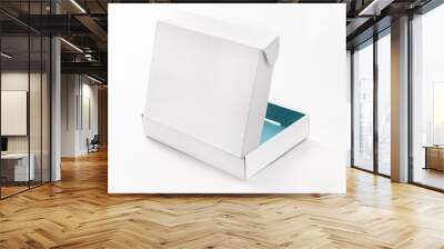 Open blue white carton box isolated on white background. Mock up template Wall mural