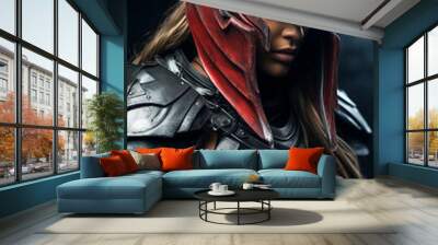 portrait of a female spartan warrior with fantasy armor Wall mural